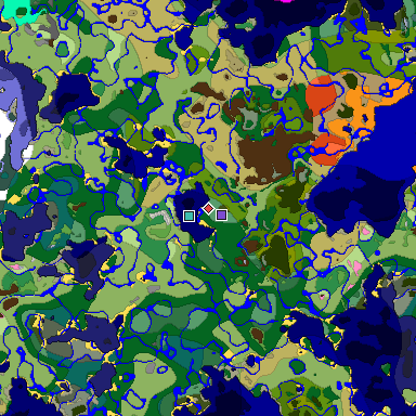 Predicted biome map of Java 1.20 seed -8171499925725484394 around estimated spawn