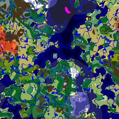 Predicted biome map of Java 1.20 seed 4458139596503753874 around estimated spawn