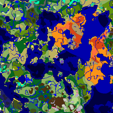 Predicted biome map of Java 1.20 seed -7155838109569223722 around estimated spawn