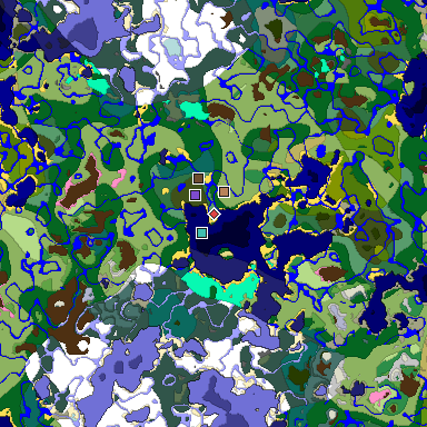 Predicted biome map of Java 1.20 seed -1343582323151072091 around estimated spawn