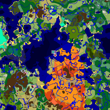 Predicted biome map of Java 1.20 seed 7179544056538560410 around estimated spawn