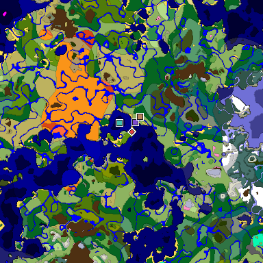 Predicted biome map of Java 1.20 seed 583871566341519378 around estimated spawn