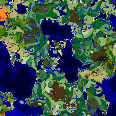 Predicted biome map of Java 1.20 seed 3562841469635383580 around estimated spawn