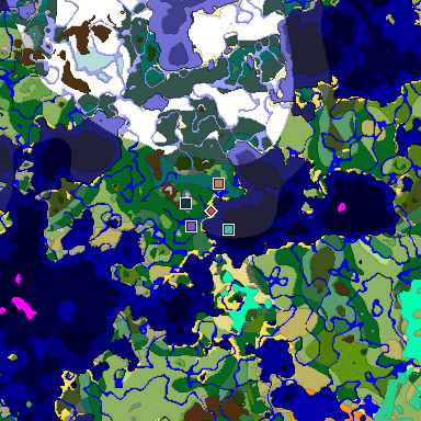 Predicted biome map of Java 1.20 seed -6639981781094037971 around estimated spawn