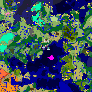 Predicted biome map of Java 1.20 seed 44765370332792956 around estimated spawn
