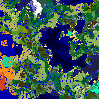 Predicted biome map of Java 1.20 seed -4156179136905716758 around estimated spawn