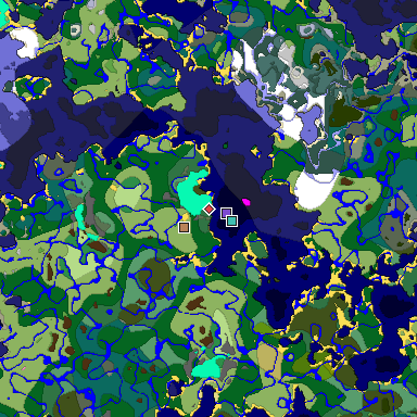 Predicted biome map of Java 1.20 seed -1955225044665060998 around estimated spawn