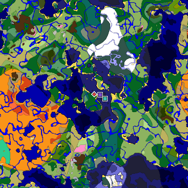 Predicted biome map of Java 1.20 seed -8665184700484156307 around estimated spawn