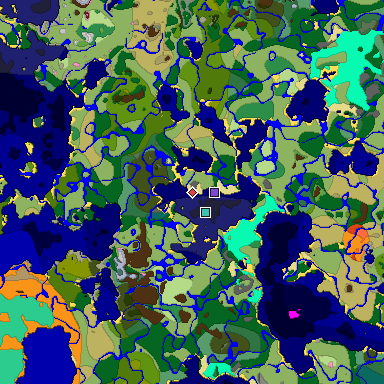 Predicted biome map of Java 1.20 seed 7829769261151587289 around estimated spawn