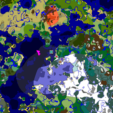 Predicted biome map of Java 1.20 seed 2581040460699703457 around estimated spawn