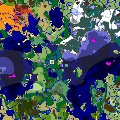 Predicted biome map of Java 1.20 seed 4361215802831794708 around estimated spawn
