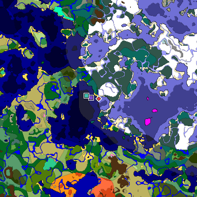 Predicted biome map of Java 1.20 seed 6641650584893852571 around estimated spawn