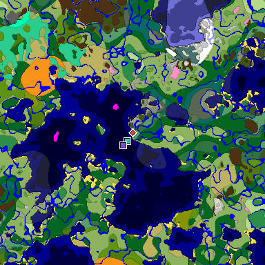 Predicted biome map of Java 1.20 seed -4714610183799515993 around estimated spawn