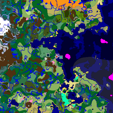 Predicted biome map of Java 1.20 seed -3862958659904985563 around estimated spawn