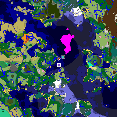 Predicted biome map of Java 1.20 seed -6531960882365197875 around estimated spawn