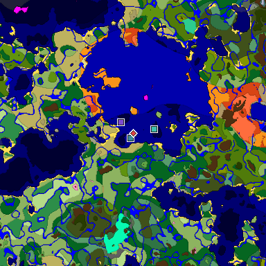 Predicted biome map of Java 1.20 seed -6681627099803770397 around estimated spawn