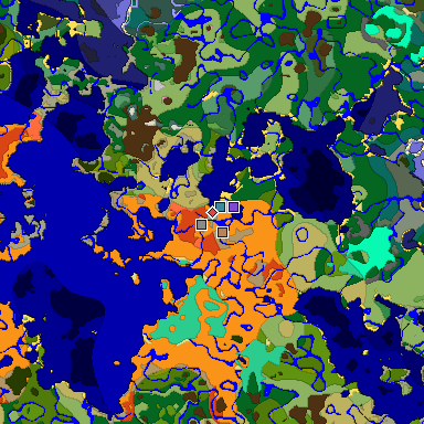 Predicted biome map of Java 1.20 seed 4243310693432703669 around estimated spawn