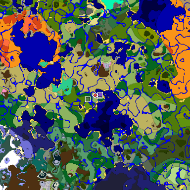 Predicted biome map of Java 1.20 seed -7537715403751212325 around estimated spawn
