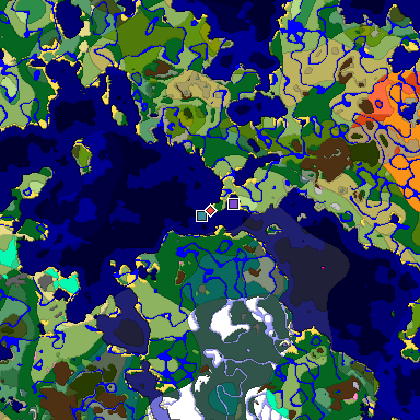 Predicted biome map of Java 1.20 seed -5904528037935641662 around estimated spawn