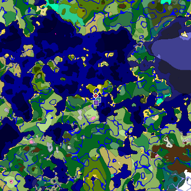 Predicted biome map of Java 1.20 seed 3419435211370404320 around estimated spawn