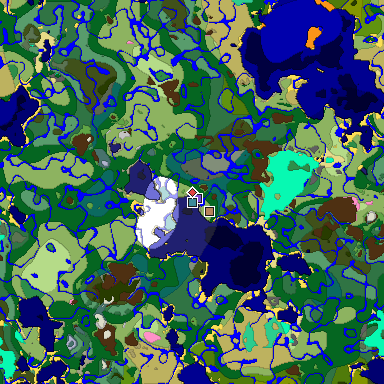 Predicted biome map of Java 1.20 seed -2182111666275437749 around estimated spawn