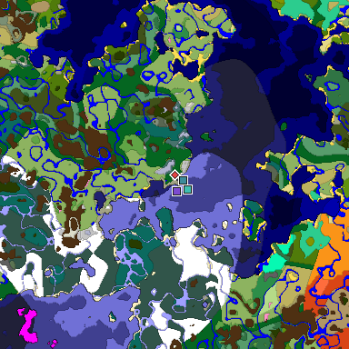 Predicted biome map of Java 1.20 seed 4821586567780984070 around estimated spawn