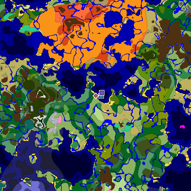 Predicted biome map of Java 1.20 seed -8746756619158629385 around estimated spawn