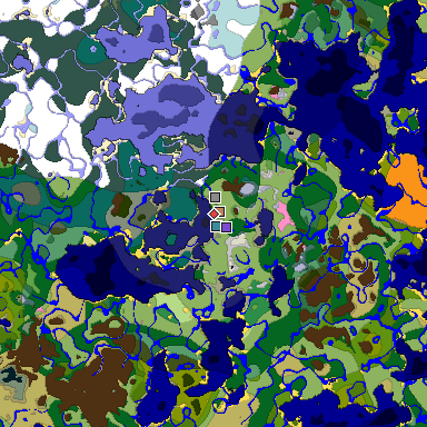Predicted biome map of Java 1.20 seed -8631253347551978502 around estimated spawn