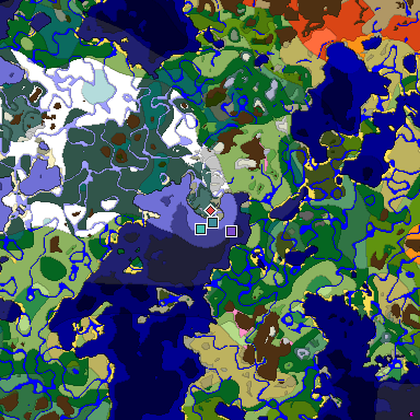 Predicted biome map of Java 1.20 seed -2595299357589233926 around estimated spawn