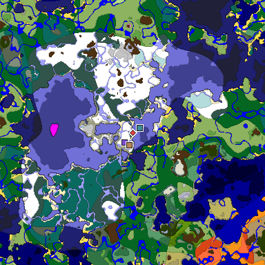 Predicted biome map of Java 1.20 seed -8036084796215011689 around estimated spawn