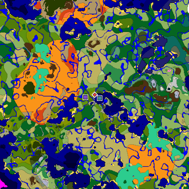 Predicted biome map of Java 1.20 seed 646152753893993505 around estimated spawn