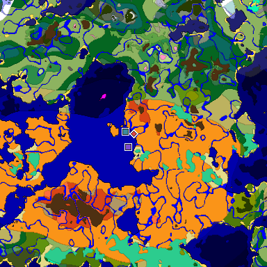 Predicted biome map of Java 1.20 seed 6323522560043218412 around estimated spawn