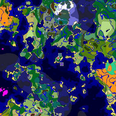Predicted biome map of Java 1.20 seed 990853611769778376 around estimated spawn