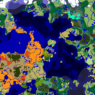 Predicted biome map of Java 1.20 seed -4480730010106337777 around estimated spawn