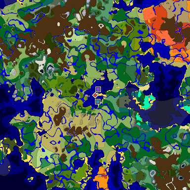 Predicted biome map of Java 1.20 seed -4728492218619490523 around estimated spawn