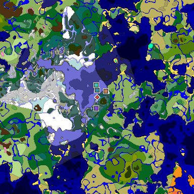 Predicted biome map of Java 1.20 seed -3563094665949450376 around estimated spawn