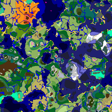 Predicted biome map of Java 1.20 seed -7990570192030756664 around estimated spawn