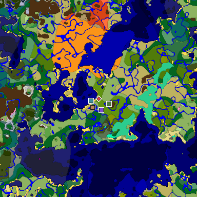 Predicted biome map of Java 1.20 seed 2715992210339887475 around estimated spawn