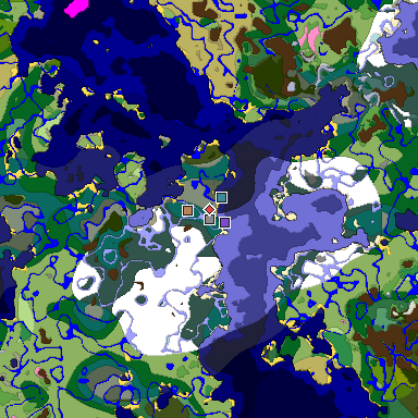 Predicted biome map of Java 1.20 seed 5590062808918714888 around estimated spawn