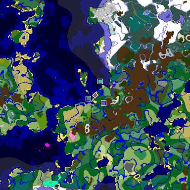 Predicted biome map of Java 1.20 seed 6233403253104854796 around estimated spawn