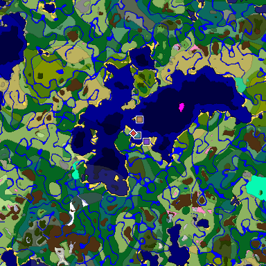 Predicted biome map of Java 1.20 seed -1968361697759638697 around estimated spawn