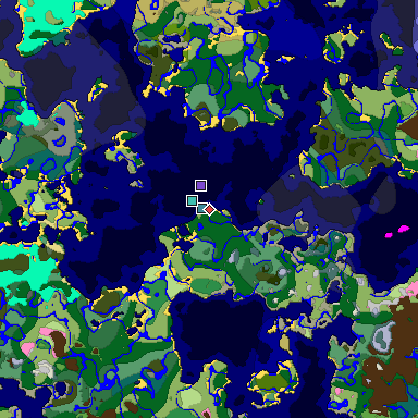Predicted biome map of Java 1.20 seed -1074499027325524988 around estimated spawn