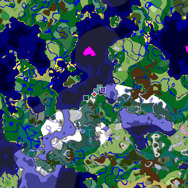 Predicted biome map of Java 1.20 seed -62622675388923241 around estimated spawn