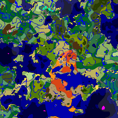 Predicted biome map of Java 1.20 seed 7059008775186751595 around estimated spawn