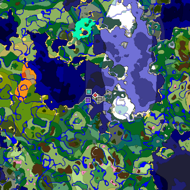 Predicted biome map of Java 1.20 seed 4613929625505991829 around estimated spawn
