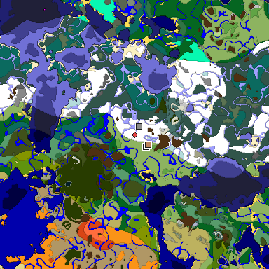 Predicted biome map of Java 1.20 seed -6190916841347449184 around estimated spawn