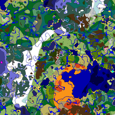 Predicted biome map of Java 1.20 seed 523069304495107254 around estimated spawn