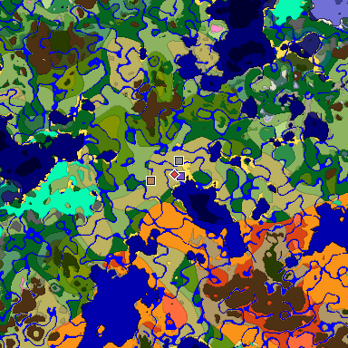 Predicted biome map of Java 1.20 seed 2273054984703894833 around estimated spawn