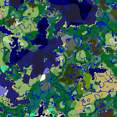 Predicted biome map of Java 1.20 seed 8895801714663889897 around estimated spawn