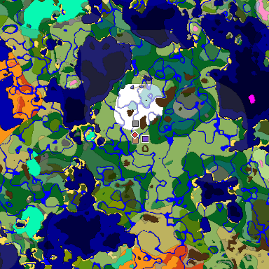 Predicted biome map of Java 1.20 seed -1832745092834571183 around estimated spawn